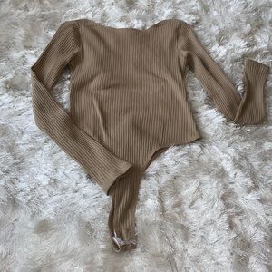NWOT Beige Long sleeve/ low back bodysuit